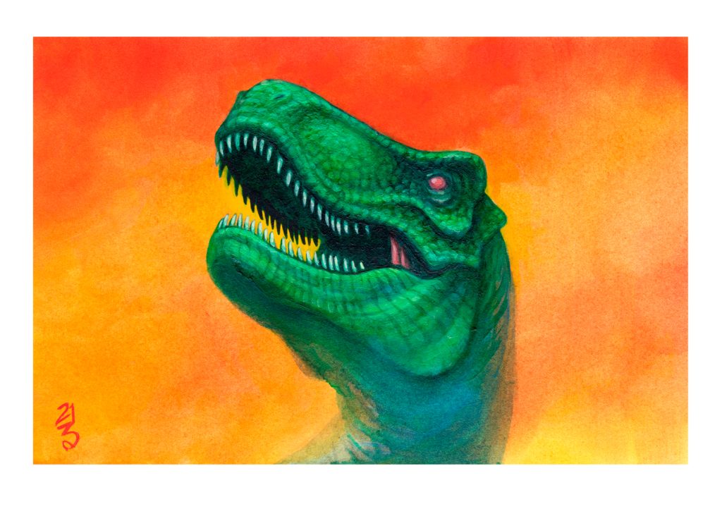 Tyrannosaurus Rex, Acrylic on paper, 14.8cm X 21cm, © Cristian Roux 2023