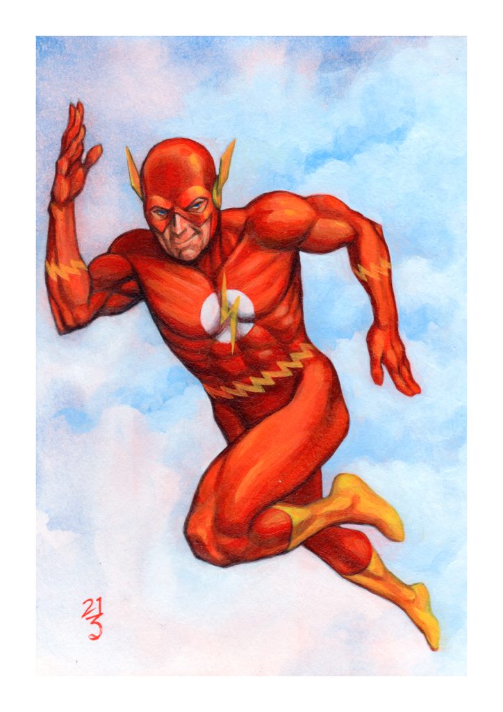 The Flash, Acrylic on paper, 14.8cm x 21cm, © Cristian Roux 2023